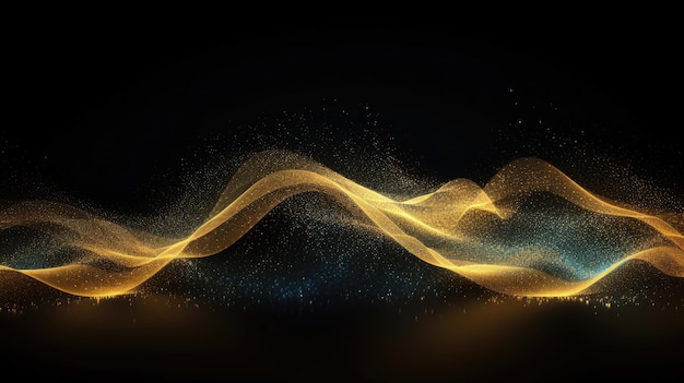 Golden glitter wave abstract background