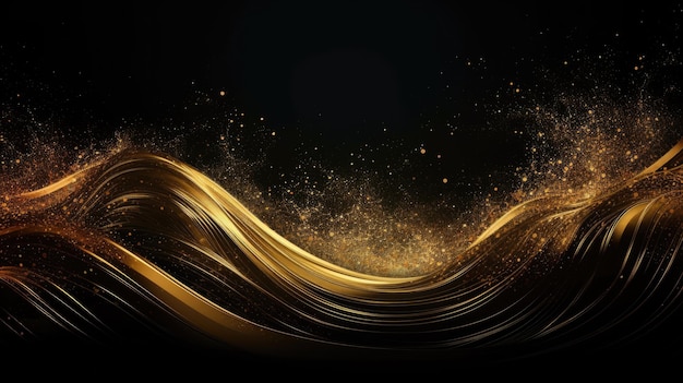 Golden glitter wave abstract background