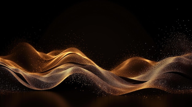 Golden glitter wave abstract background