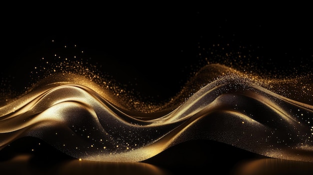 Golden glitter wave abstract background