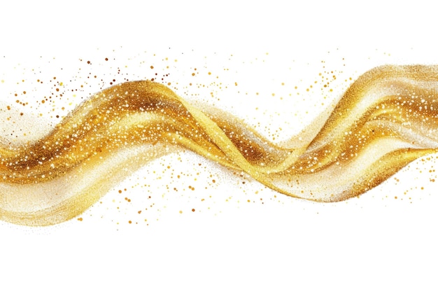 Golden Glitter Wave Isolated on White Background