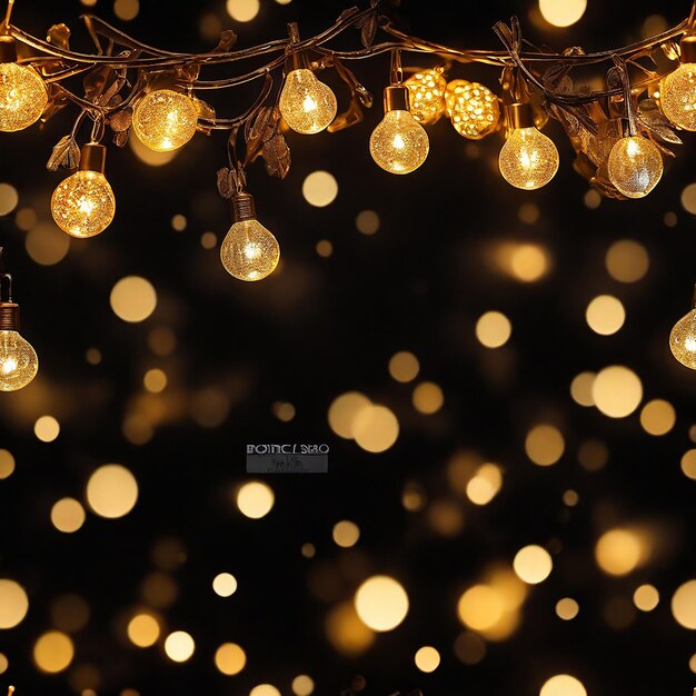 Photo golden glow lights on a dark background