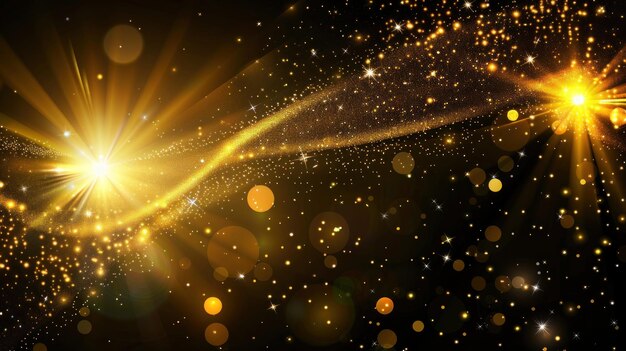 Photo golden glow with glitter and bokeh