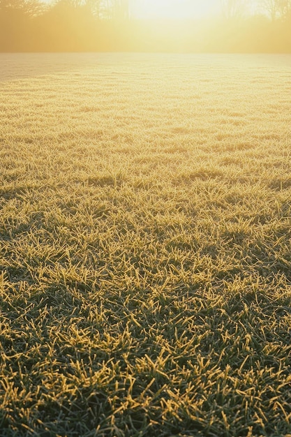 Photo golden grass field with morning frost