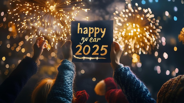 Photo golden happy new year 2025 on dark background