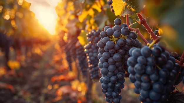 Golden Harvest Vibrant Vineyard Scenes with Grape Pickers in Warm Sunlight