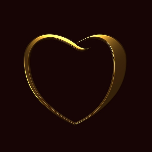 Golden heart 3D render illustration