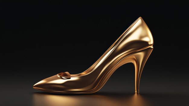 Photo golden high heel shoe on a black background