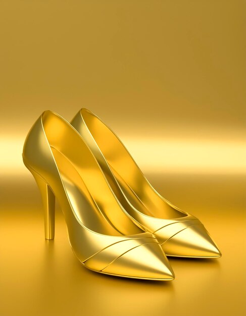 Golden high heels