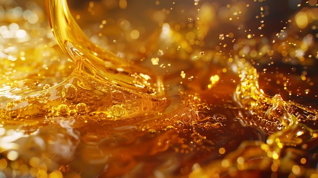 Golden Honey Splash Texture CloseUp View Dynamic Liquid Texture