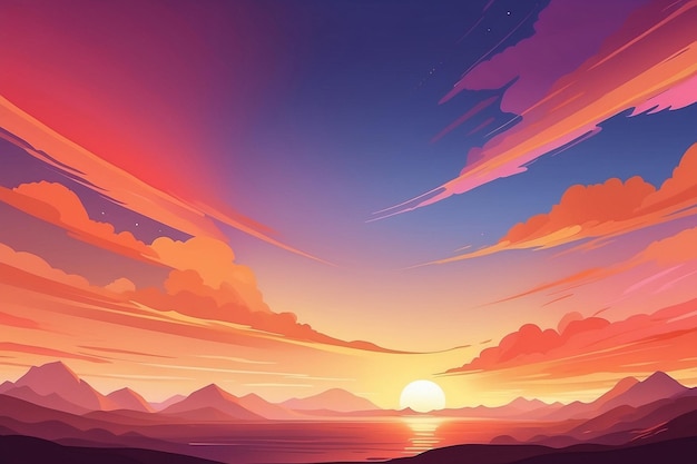 Golden Horizon Sunset Landscape Background Painting the Sky with Warm Hues Capturing the Serenity of Dusks Embrace Generative AI