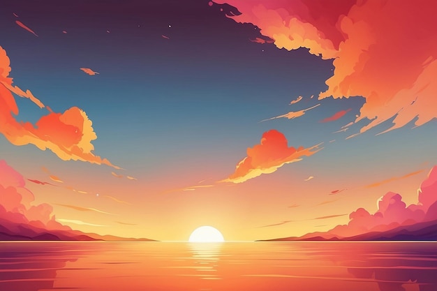 Golden Horizon Sunset Landscape Background Painting the Sky with Warm Hues Capturing the Serenity of Dusks Embrace Generative AI