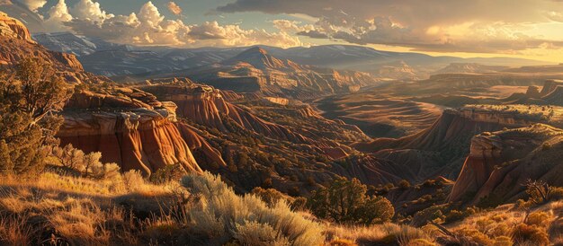 Golden Hour Over Canyon Landscape