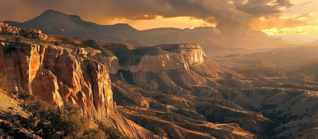 Golden Hour Over Canyon Landscape