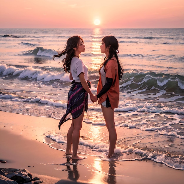 Golden Hour Friendship Cherished Bond by Sunset Shore Friendship Day