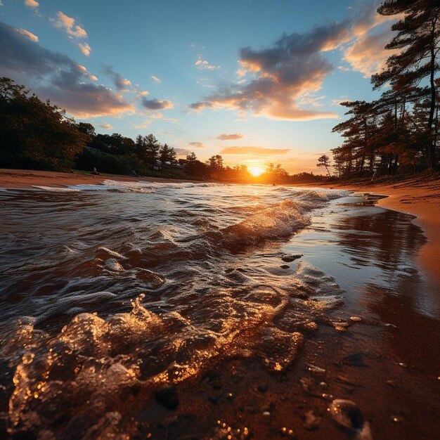 Golden Hour Glow Beach Landscape Photo