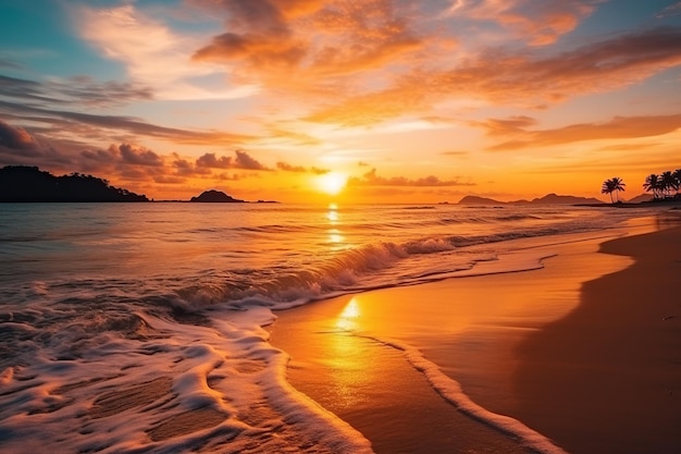 Golden Hour Mesmerizing Beach Sunset in Southeast Asia