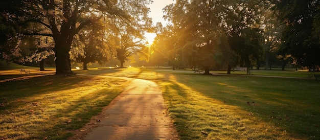 Photo golden hour pathway