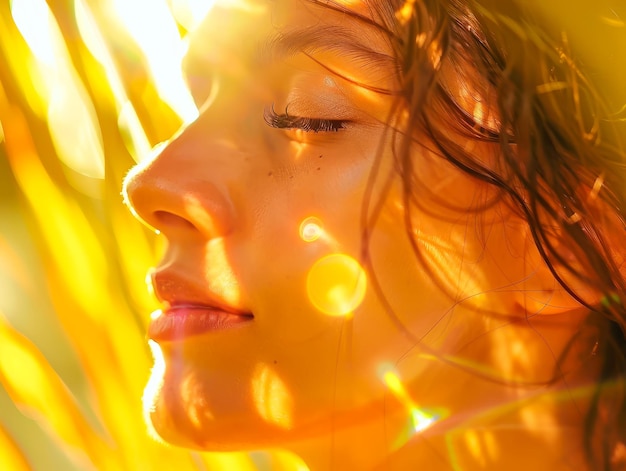 Photo a golden hour portrait of a woman basking in the suns rays