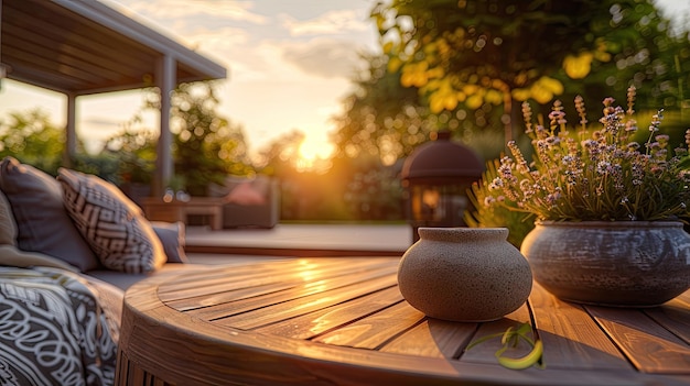 Golden Hour Relaxation in a Wicker Oasis