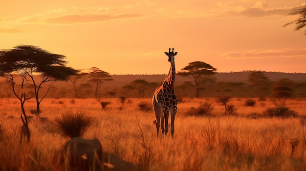 Golden hour safari in the savannah Complete view