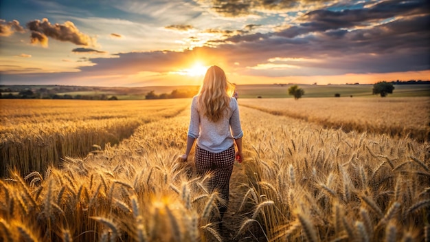 Golden Hour Splendor in Wheat Field