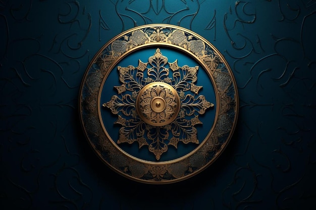 Golden Islamic Art on Blue Background islamic wallpaper background decoration