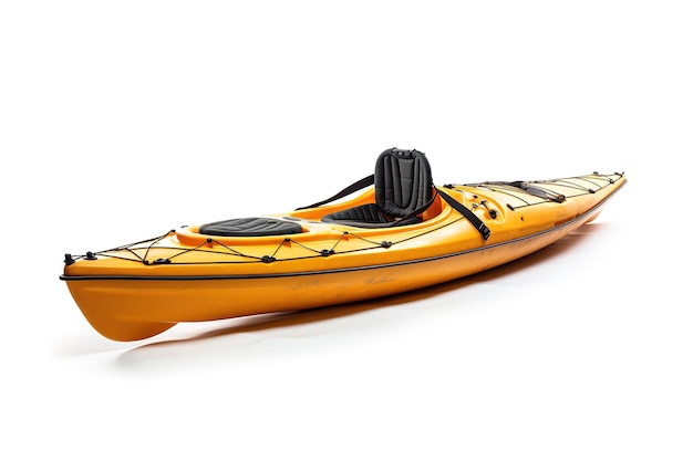 A Golden Kayak Awaits Its Adventurer on a Sunny Day on White or PNG Transparent Background