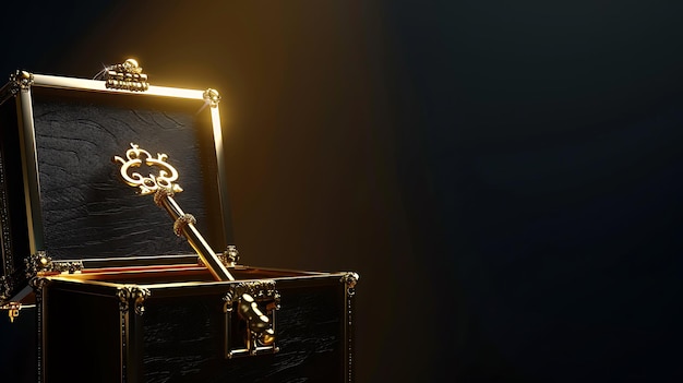 Photo a golden key lying in an open treasure chest symbolizing opportunity success and wealth