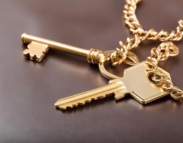 A Golden Key With Chain Attached