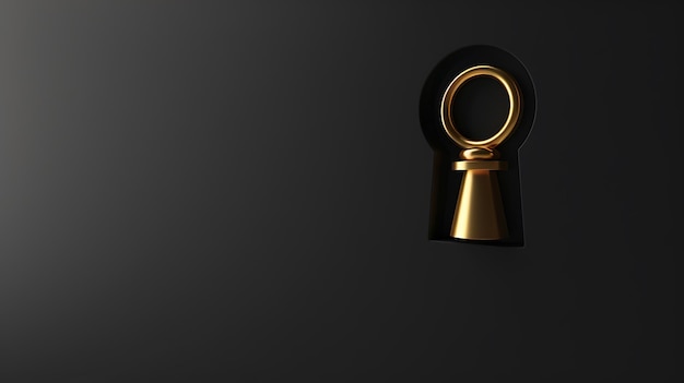 Golden Keyhole in Black Background Minimalistic Design