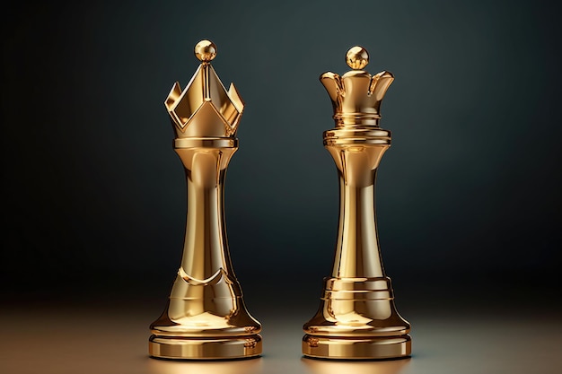 Golden king and queen chess piece Concept for business competition and strategy Generative AI