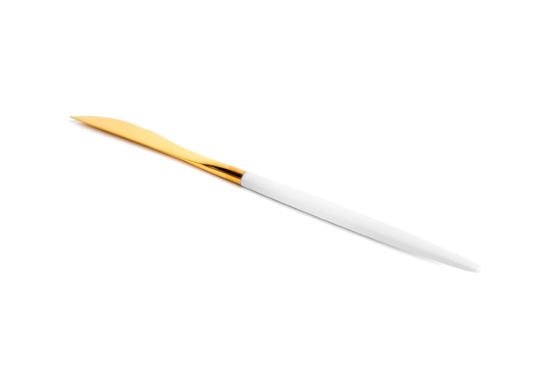 Golden knife isolated on a white background. High quality photo