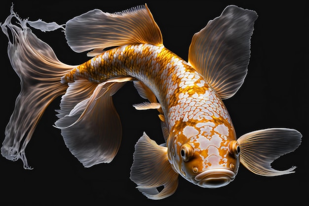 Golden koi fish digital illustration painting animals marine life