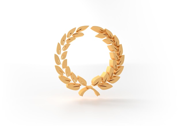 Golden Laurel wreath isolated on white background 3D illustration