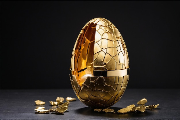 Golden lavish Easter egg split apart