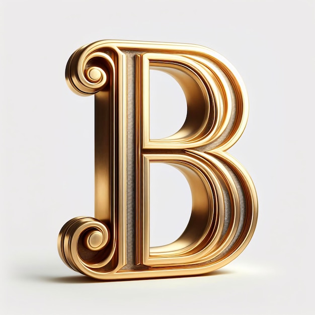 The Golden Letter B Shines on a Pure White Canvas