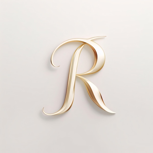 Photo golden letter r on a white background 3d render illustration