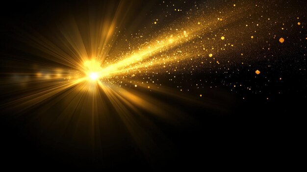 Photo golden light burst with glitter