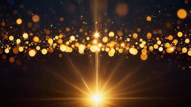 Golden Light Burst with Radiant Beams and Shimmering Stars