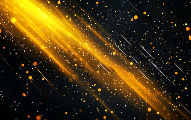 Photo golden light streaks with sparkling dust particles