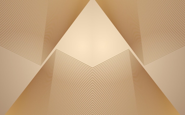 Golden lines create the spatial background of the abstract triangular building