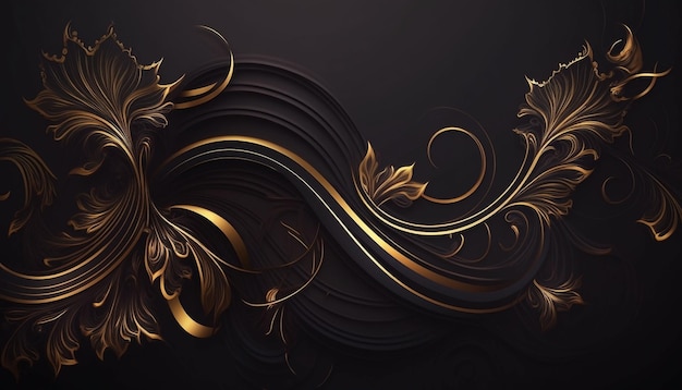 Golden lines luxury on white overlap brown and black shades color background elegant realistic paper cut style 3d