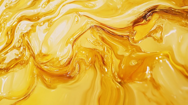 Photo golden liquid splash in various dynamic shapes and flow patterns for commercial and creative use