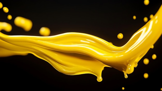 Photo golden liquid splash in various dynamic shapes and flow patterns for commercial and creative use