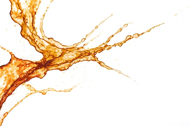 Golden Liquid Splashing on White Background