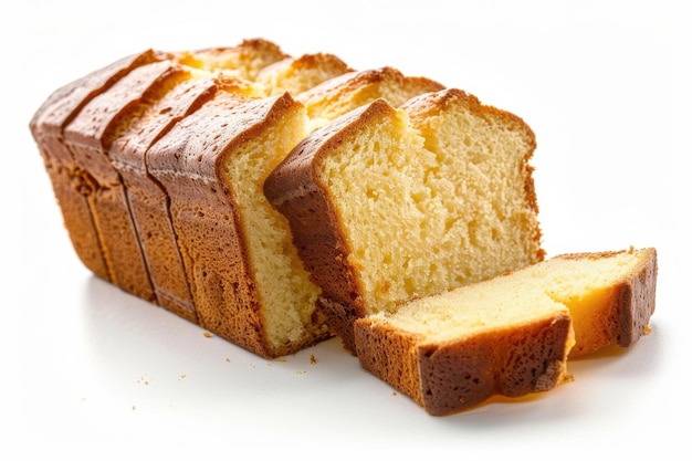 Photo golden loaf of freshly baked cake bread sliced and ready to enjoy in cozy kitchen setting