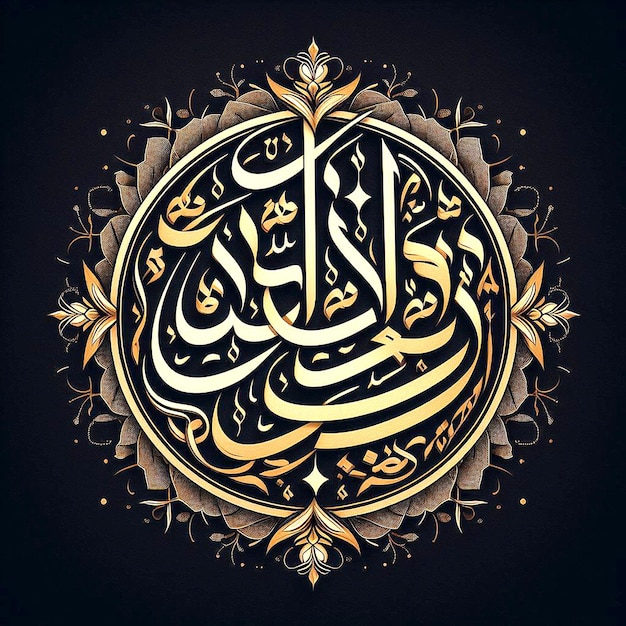 Golden luxury Arabic Calligraphy with black background Calligraphy art design for the room