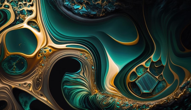 Golden Malachite Marble Texture Generative AI