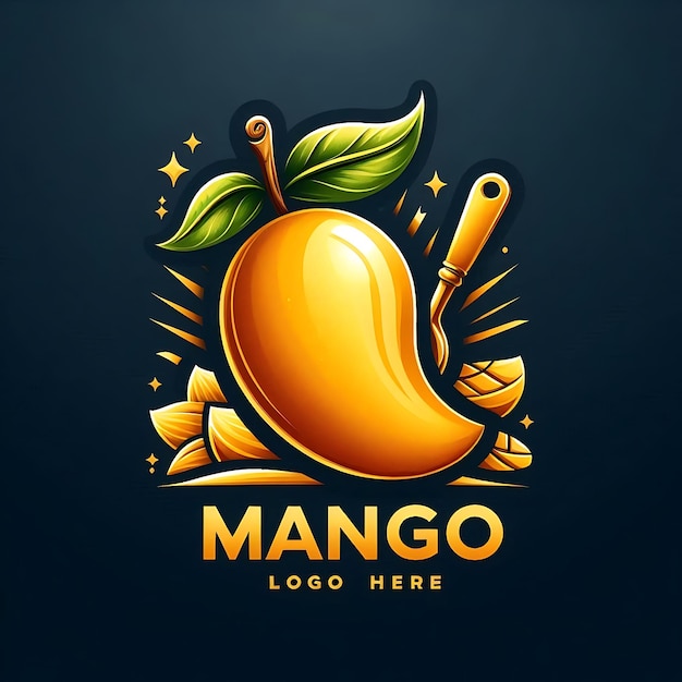 Photo golden mango logo design template